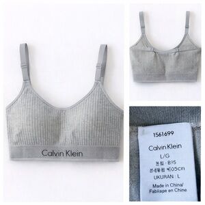 🌚 Calvin Klein Ribbed Bralette – Grey | Size L